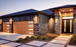 Modern Steel Flush Panel with Contemporary Slim Windows in Ultra-Grain Cypress Medium Finish