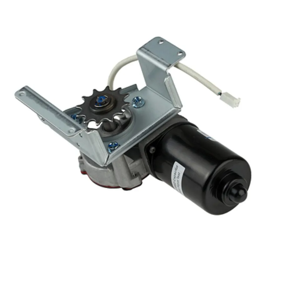 LiftMaster garage door opener DC motor with drive sprocket and gear assembly
